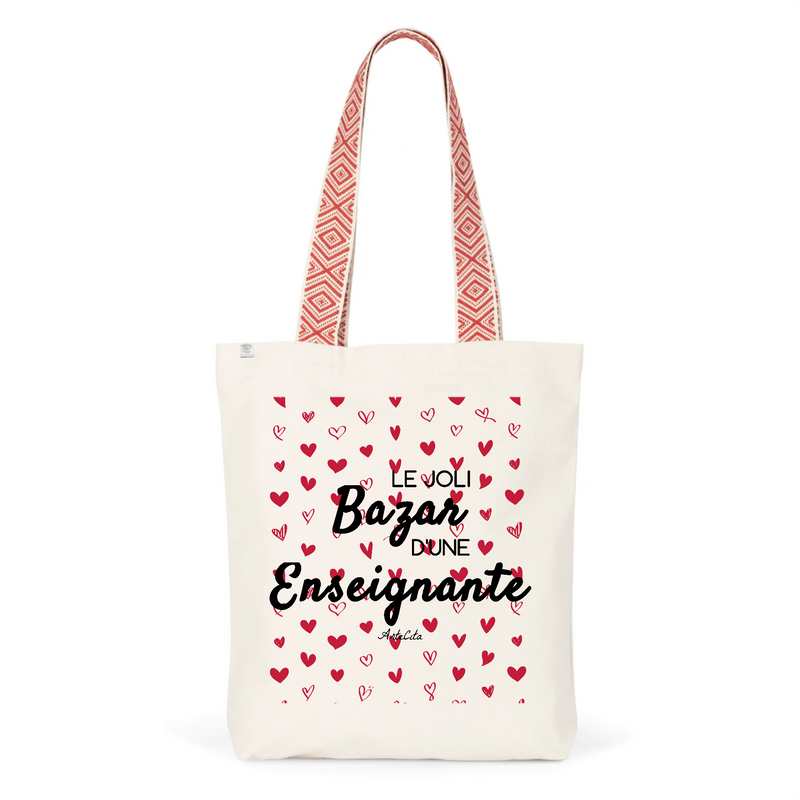 Cadeau anniversaire : Tote Bag Premium - Le joli Bazar d'une Enseignante - 2 Coloris - Durable - Cadeau Personnalisable - Cadeaux-Positifs.com -Unique-Rouge-