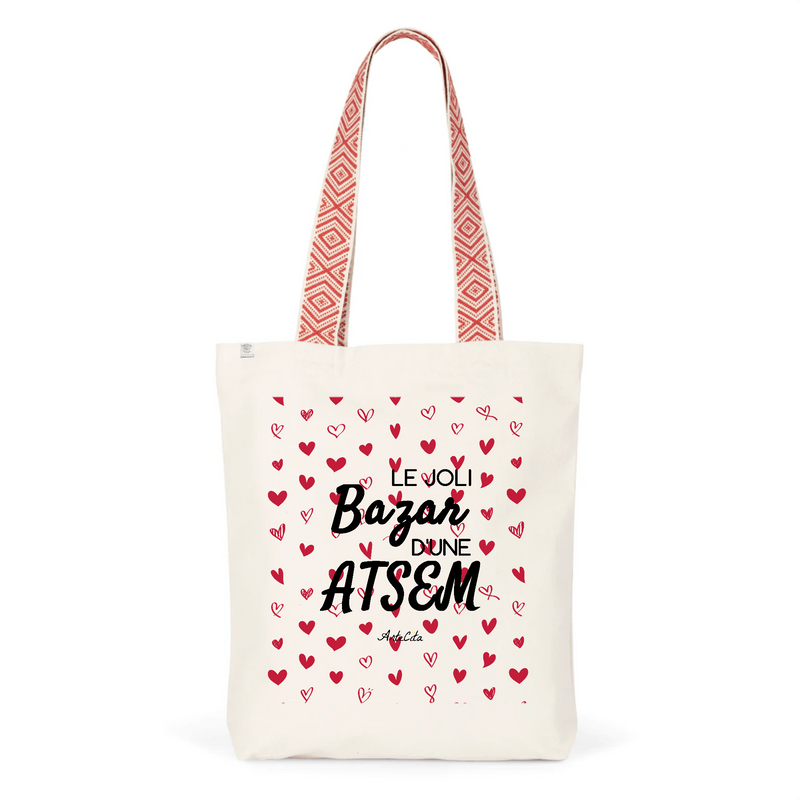 Cadeau anniversaire : Tote Bag Premium - Le joli Bazar d'une ATSEM - 2 Coloris - Durable - Cadeau Personnalisable - Cadeaux-Positifs.com -Unique-Rouge-