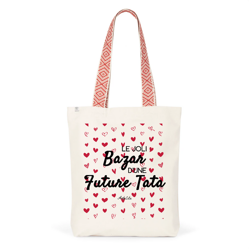 Cadeau anniversaire : Tote Bag Premium - Le joli Bazar d'une Future Tata - 2 Coloris - Durable - Cadeau Personnalisable - Cadeaux-Positifs.com -Unique-Rouge-