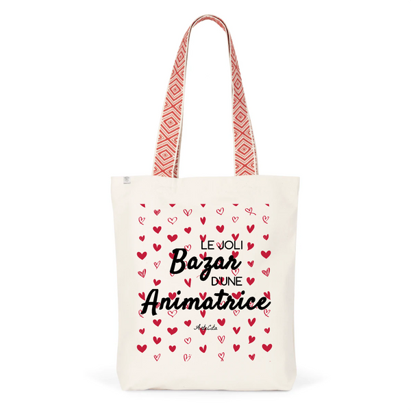 Tote Bag Premium - Le joli Bazar d'une Animatrice - 2 Coloris - Durable - Cadeau Personnalisable - Cadeaux-Positifs.com -Unique-Rouge-