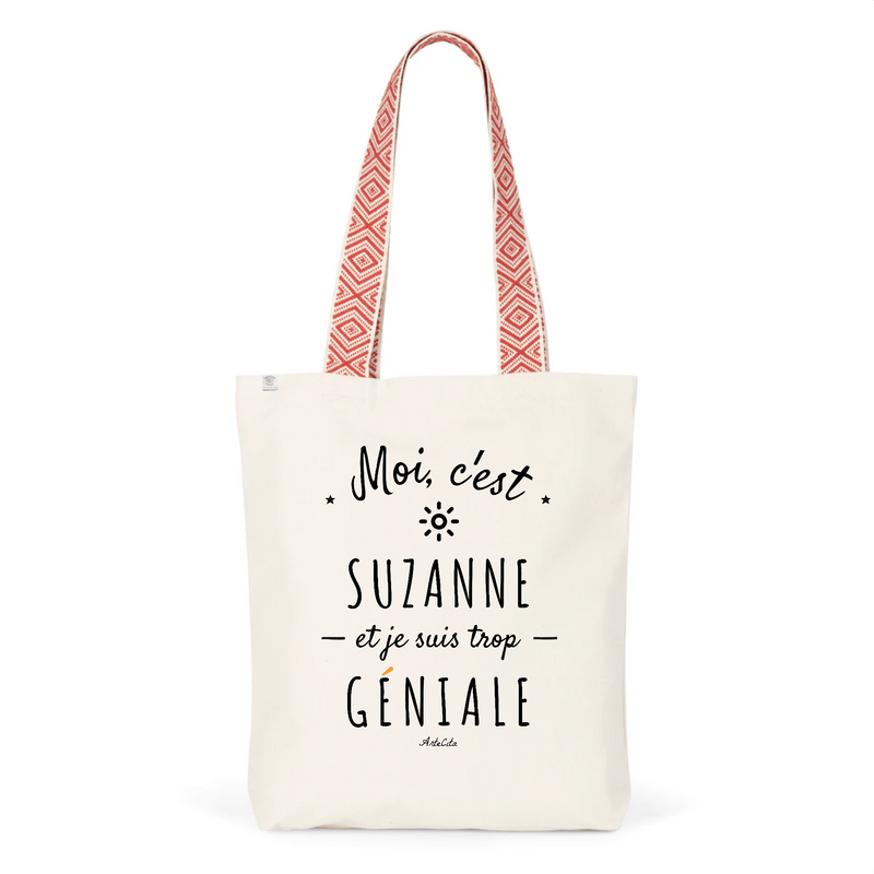 Cadeau anniversaire : Tote Bag Premium - Suzanne est trop Géniale - 2 Coloris - Durable - Cadeau Personnalisable - Cadeaux-Positifs.com -Unique-Rouge-