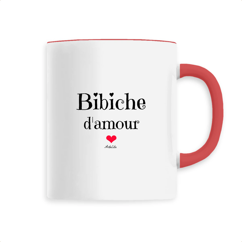 Cadeau anniversaire : Mug - Bibiche d'amour - 6 Coloris - Cadeau Original & Tendre - Cadeau Personnalisable - Cadeaux-Positifs.com -Unique-Rouge-