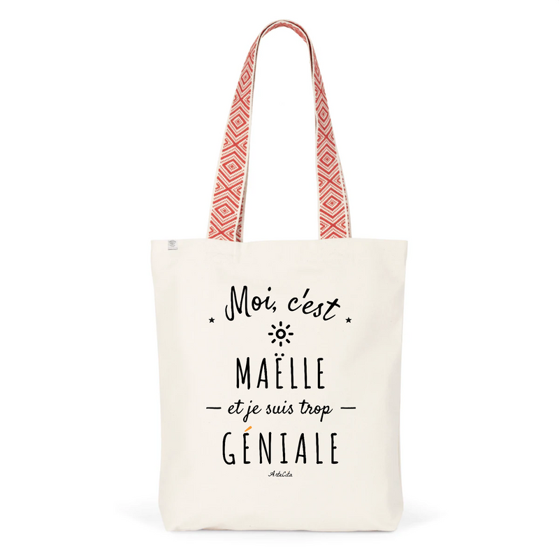 Cadeau anniversaire : Tote Bag Premium - Maëlle est trop Géniale - 2 Coloris - Durable - Cadeau Personnalisable - Cadeaux-Positifs.com -Unique-Rouge-