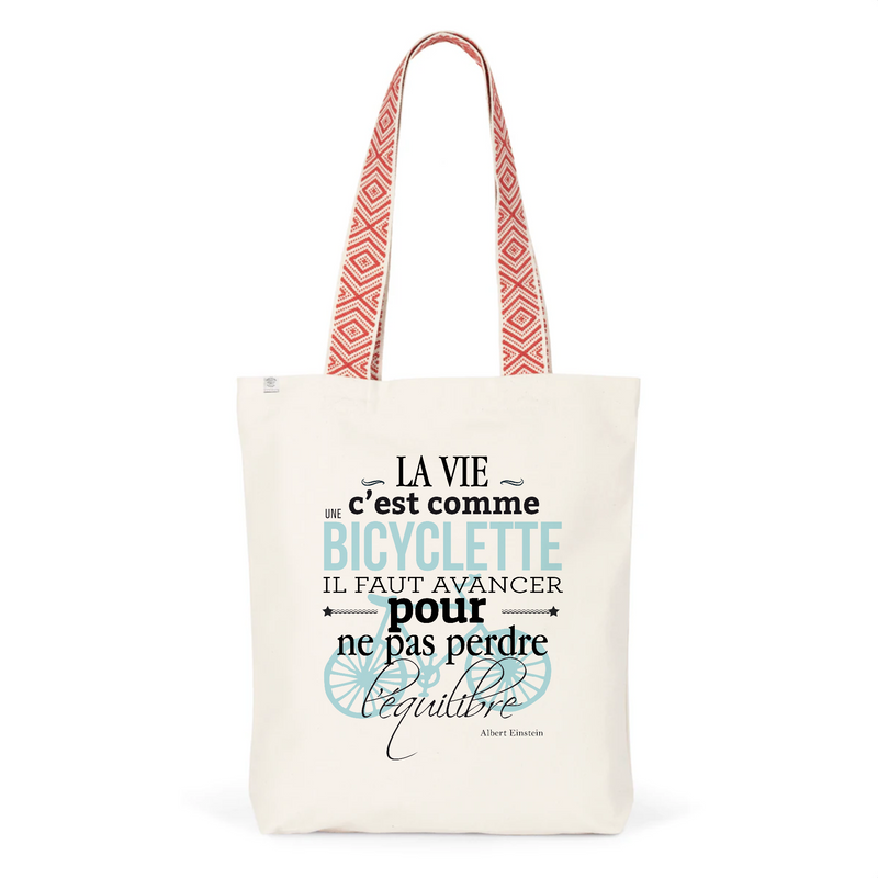 Cadeau anniversaire : Tote Bag Premium - Citation Albert Einstein - 2 Coloris - Durable - Cadeau Personnalisable - Cadeaux-Positifs.com -Unique-Rouge-