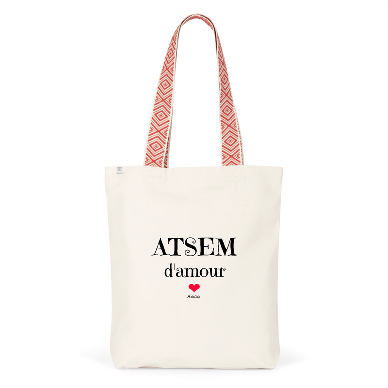 Cadeau anniversaire : Tote Bag Premium - ATSEM d'amour - 2 Coloris - Cadeau Durable - Cadeau Personnalisable - Cadeaux-Positifs.com -Unique-Rouge-
