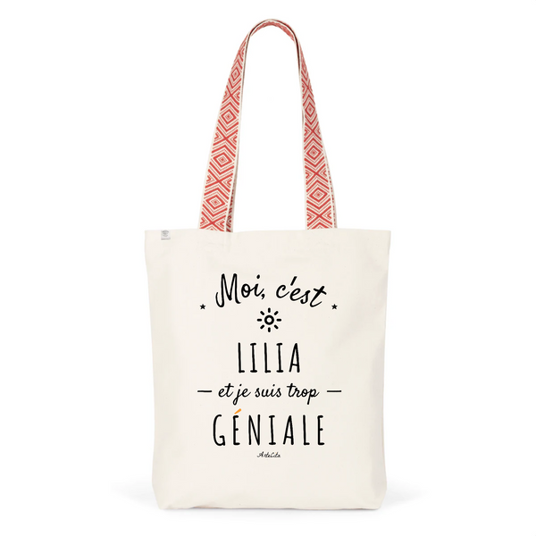 Tote Bag Premium - Lilia est trop Géniale - 2 Coloris - Cadeau Durable - Cadeau Personnalisable - Cadeaux-Positifs.com -Unique-Rouge-