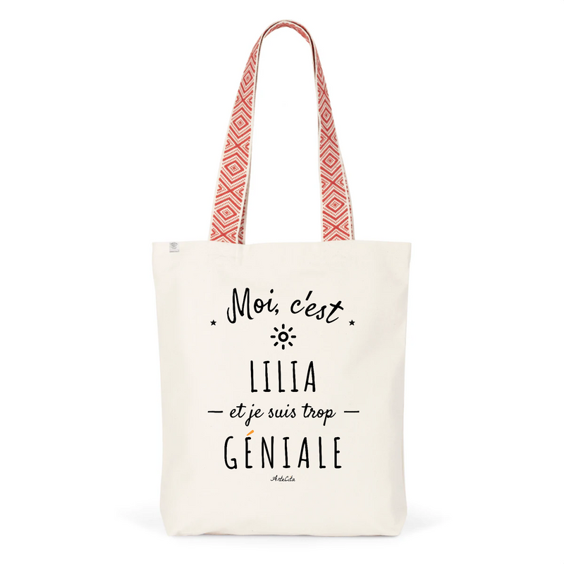 Cadeau anniversaire : Tote Bag Premium - Lilia est trop Géniale - 2 Coloris - Cadeau Durable - Cadeau Personnalisable - Cadeaux-Positifs.com -Unique-Rouge-