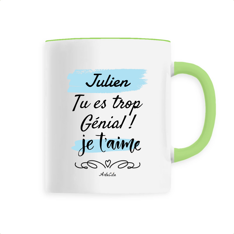 Cadeau anniversaire : Mug - Julien je t'aime - 6 Coloris - Cadeau Tendre - Cadeau Personnalisable - Cadeaux-Positifs.com -Unique-Vert-