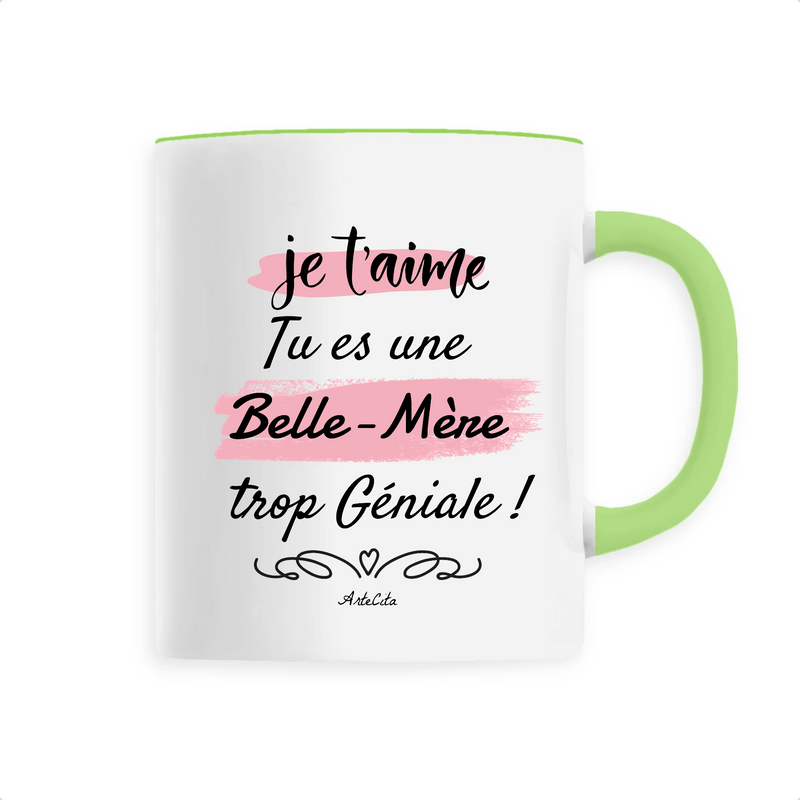 Cadeau anniversaire : Mug - Belle-Mère je t'aime - 6 Coloris - Cadeau Original - Cadeau Personnalisable - Cadeaux-Positifs.com -Unique-Vert-