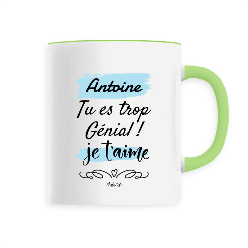 Cadeau anniversaire : Mug - Antoine je t'aime - 6 Coloris - Cadeau Tendre & Original - Cadeau Personnalisable - Cadeaux-Positifs.com -Unique-Vert-