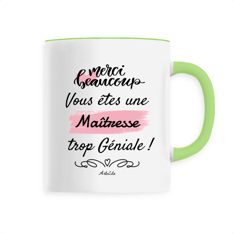 Cadeau anniversaire : Mug - Merci Maîtresse - 6 Coloris - Cadeau Original - Cadeau Personnalisable - Cadeaux-Positifs.com -Unique-Vert-