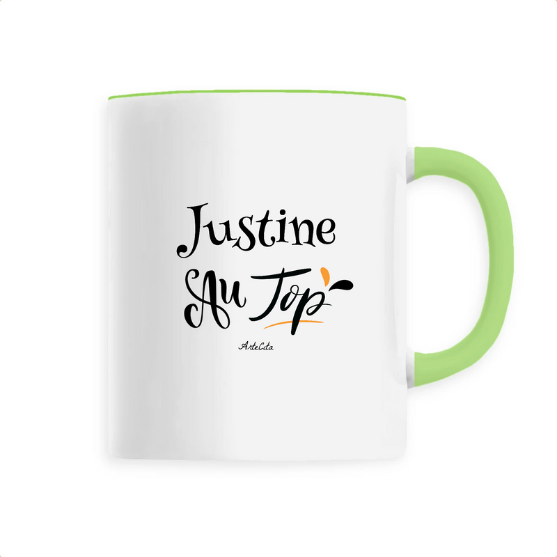 Cadeau anniversaire : Mug - Justine au Top - 6 Coloris - Cadeau Original - Cadeau Personnalisable - Cadeaux-Positifs.com -Unique-Vert-