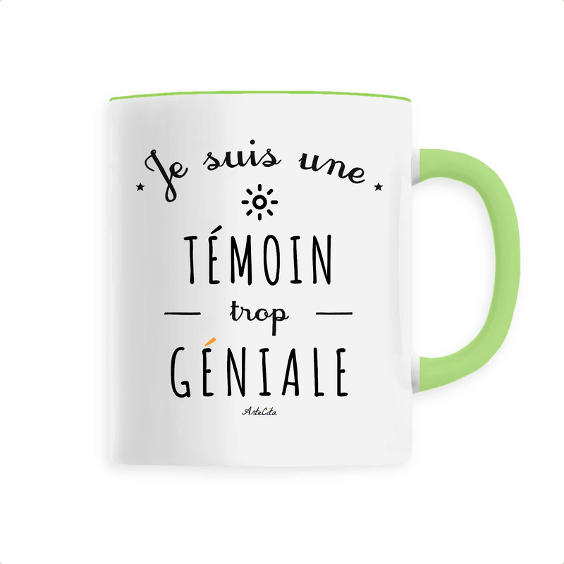 Cadeau anniversaire : Mug - Une Témoin trop Géniale - 6 Coloris - Cadeau Original - Cadeau Personnalisable - Cadeaux-Positifs.com -Unique-Vert-