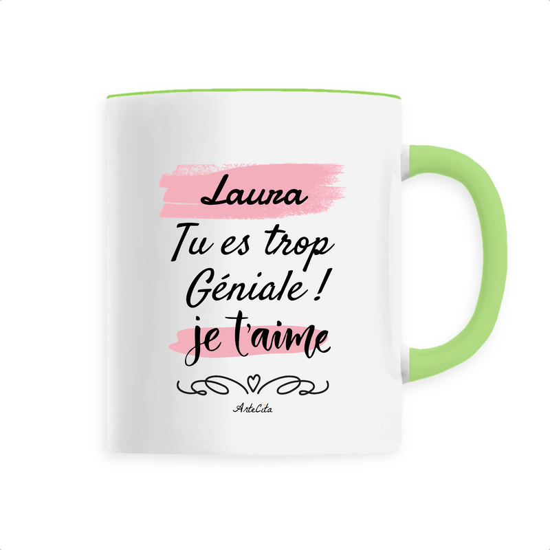 Cadeau anniversaire : Mug - Laura je t'aime - 6 Coloris - Cadeau Tendre & Original - Cadeau Personnalisable - Cadeaux-Positifs.com -Unique-Vert-