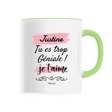 Mug - Justine je t'aime - 6 Coloris - Cadeau Tendre - Cadeau Personnalisable - Cadeaux-Positifs.com -Unique-Vert-
