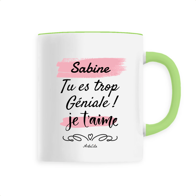 Cadeau anniversaire : Mug - Sabine je t'aime - 6 Coloris - Cadeau Tendre - Cadeau Personnalisable - Cadeaux-Positifs.com -Unique-Vert-