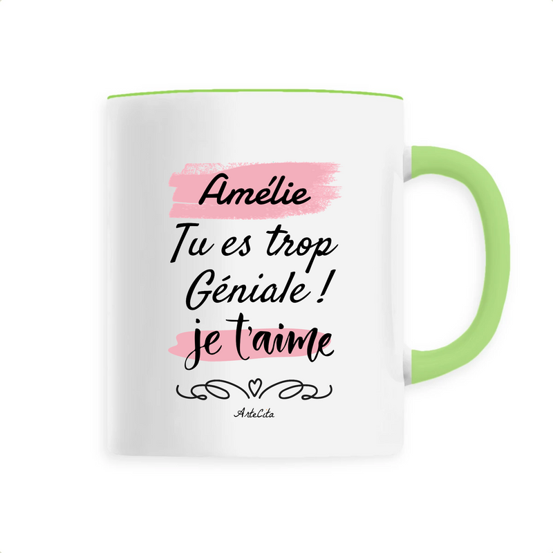 Cadeau anniversaire : Mug - Amélie je t'aime - 6 Coloris - Cadeau Tendre & Original - Cadeau Personnalisable - Cadeaux-Positifs.com -Unique-Vert-
