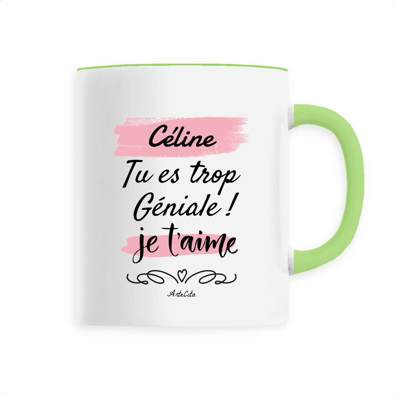 Cadeau anniversaire : Mug - Céline je t'aime - 6 Coloris - Cadeau Tendre - Cadeau Personnalisable - Cadeaux-Positifs.com -Unique-Vert-