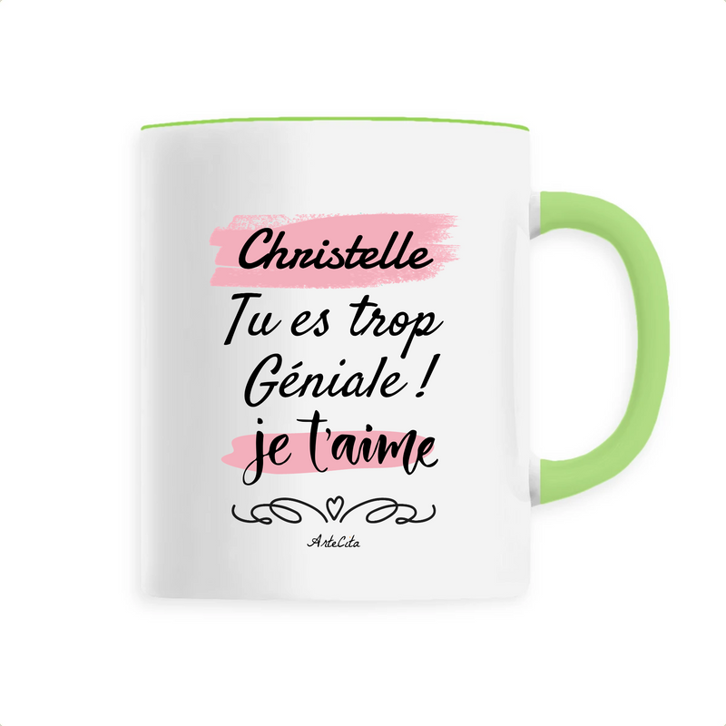 Cadeau anniversaire : Mug - Christelle je t'aime - 6 Coloris - Cadeau Tendre - Cadeau Personnalisable - Cadeaux-Positifs.com -Unique-Vert-