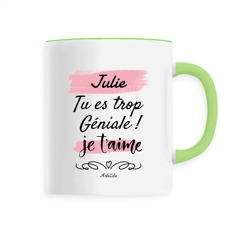 Cadeau anniversaire : Mug - Julie je t'aime - 6 Coloris - Cadeau Tendre & Original - Cadeau Personnalisable - Cadeaux-Positifs.com -Unique-Vert-