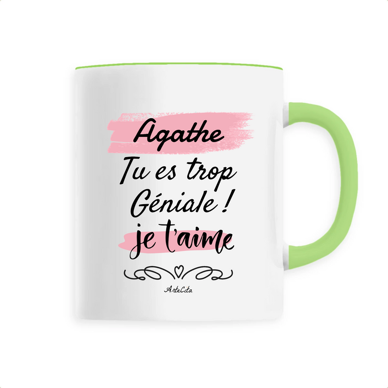 Cadeau anniversaire : Mug - Agathe je t'aime - 6 Coloris - Cadeau Tendre & Original - Cadeau Personnalisable - Cadeaux-Positifs.com -Unique-Vert-