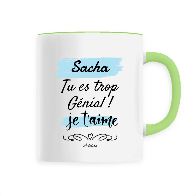 Cadeau anniversaire : Mug - Sacha je t'aime - 6 Coloris - Cadeau Tendre & Original - Cadeau Personnalisable - Cadeaux-Positifs.com -Unique-Vert-