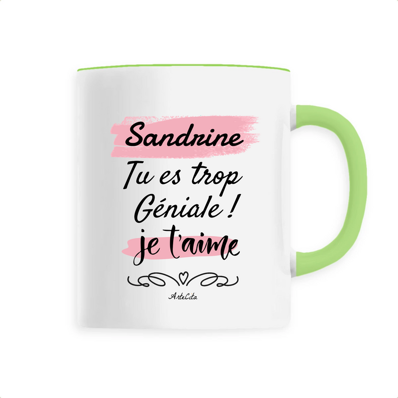 Cadeau anniversaire : Mug - Sandrine je t'aime - 6 Coloris - Cadeau Tendre & Original - Cadeau Personnalisable - Cadeaux-Positifs.com -Unique-Vert-