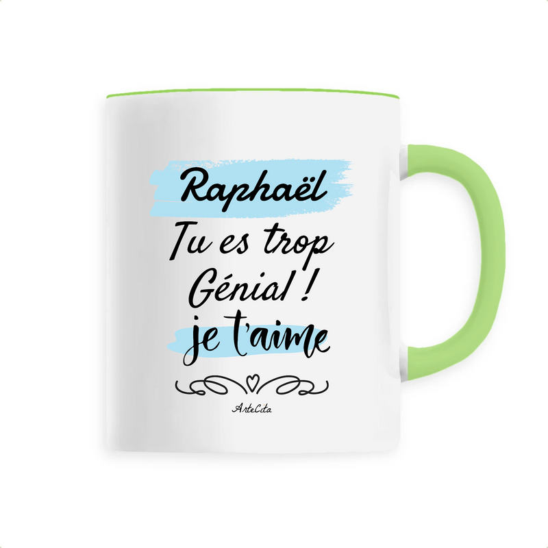 Cadeau anniversaire : Mug - Raphaël je t'aime - 6 Coloris - Cadeau Tendre & Original - Cadeau Personnalisable - Cadeaux-Positifs.com -Unique-Vert-