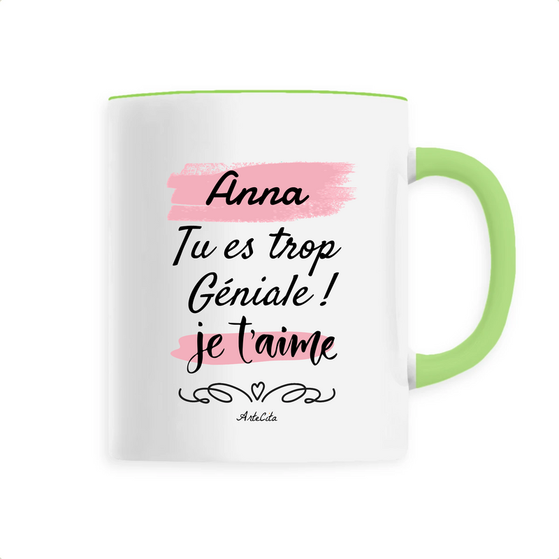 Cadeau anniversaire : Mug - Anna je t'aime - 6 Coloris - Cadeau Tendre & Original - Cadeau Personnalisable - Cadeaux-Positifs.com -Unique-Vert-