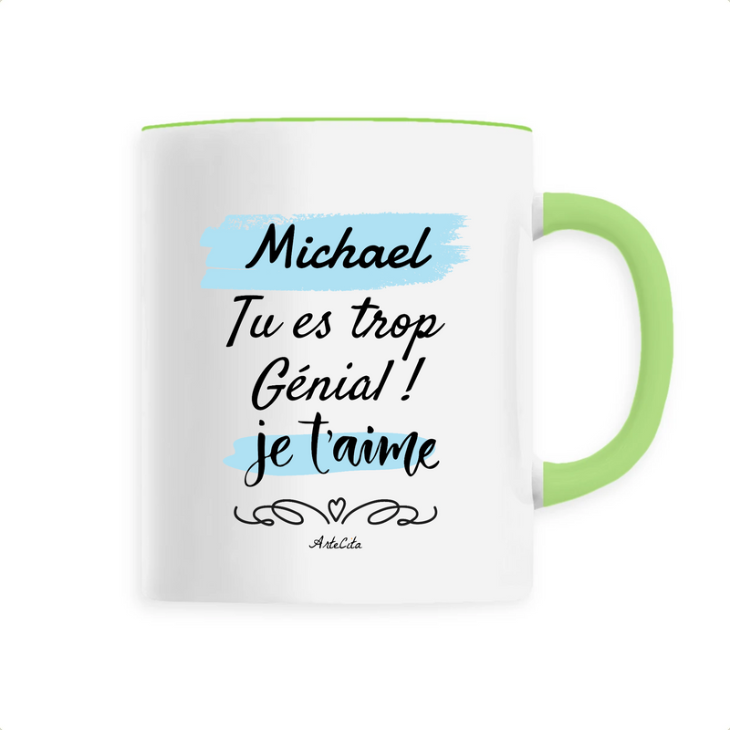 Cadeau anniversaire : Mug - Michael je t'aime - 6 Coloris - Cadeau Tendre & Original - Cadeau Personnalisable - Cadeaux-Positifs.com -Unique-Vert-