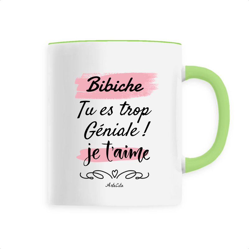 Cadeau anniversaire : Mug - Bibiche je t'aime - 6 Coloris - Cadeau Tendre & Original - Cadeau Personnalisable - Cadeaux-Positifs.com -Unique-Vert-