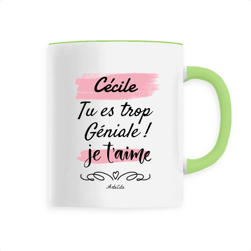 Cadeau anniversaire : Mug - Cécile je t'aime - 6 Coloris - Cadeau Tendre & Original - Cadeau Personnalisable - Cadeaux-Positifs.com -Unique-Vert-