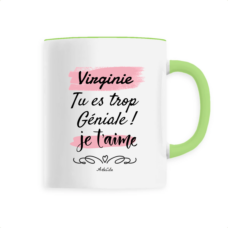 Cadeau anniversaire : Mug - Virginie je t'aime - 6 Coloris - Cadeau Tendre & Original - Cadeau Personnalisable - Cadeaux-Positifs.com -Unique-Vert-