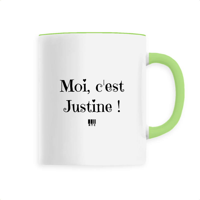 Cadeau anniversaire : Mug - Moi c'est Justine - 6 Coloris - Cadeau Original - Cadeau Personnalisable - Cadeaux-Positifs.com -Unique-Vert-