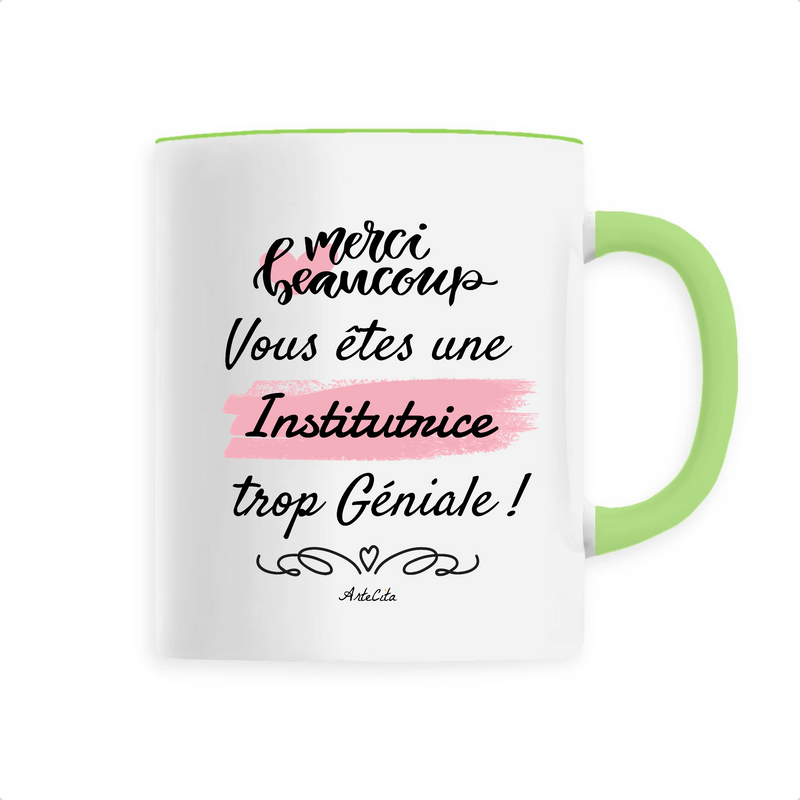 Cadeau anniversaire : Mug - Merci Institutrice - 6 Coloris - Cadeau Original - Cadeau Personnalisable - Cadeaux-Positifs.com -Unique-Blanc-