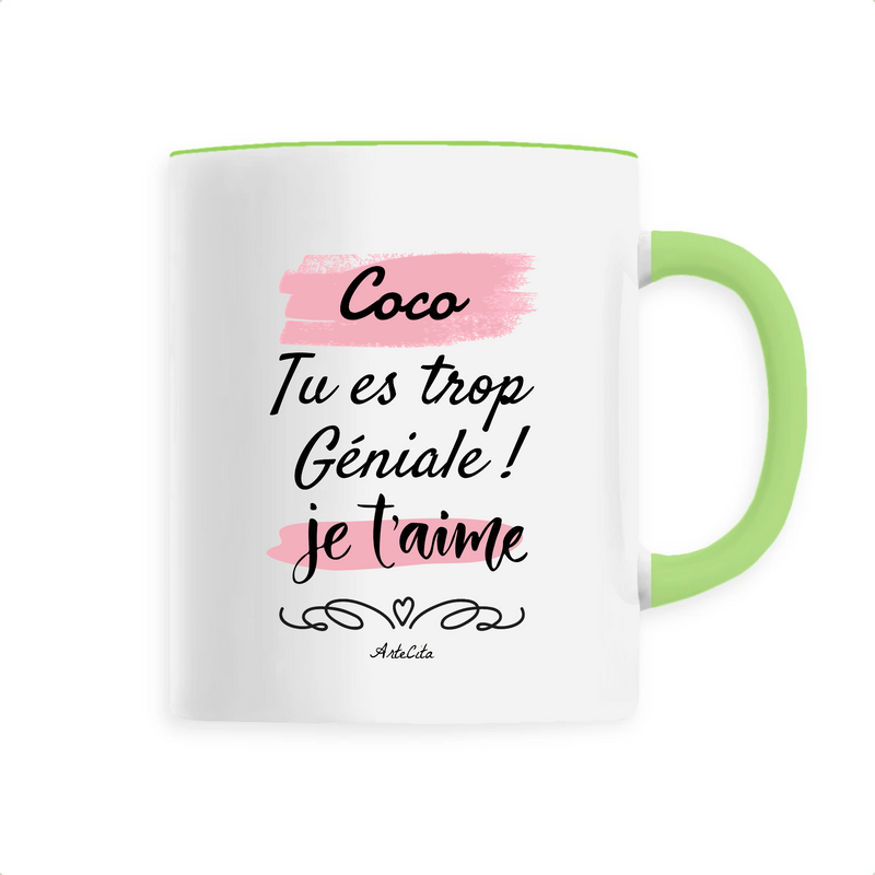 Cadeau anniversaire : Mug - Coco je t'aime - 6 Coloris - Cadeau Tendre & Original - Cadeau Personnalisable - Cadeaux-Positifs.com -Unique-Vert-