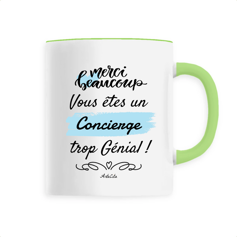 Cadeau anniversaire : Mug - Merci vous êtes un Concierge trop Génial - 6 Coloris - Cadeau Personnalisable - Cadeaux-Positifs.com -Unique-Vert-