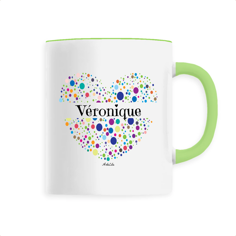 Cadeau anniversaire : Mug - Véronique (Coeur) - 6 Coloris - Cadeau Unique & Tendre - Cadeau Personnalisable - Cadeaux-Positifs.com -Unique-Vert-