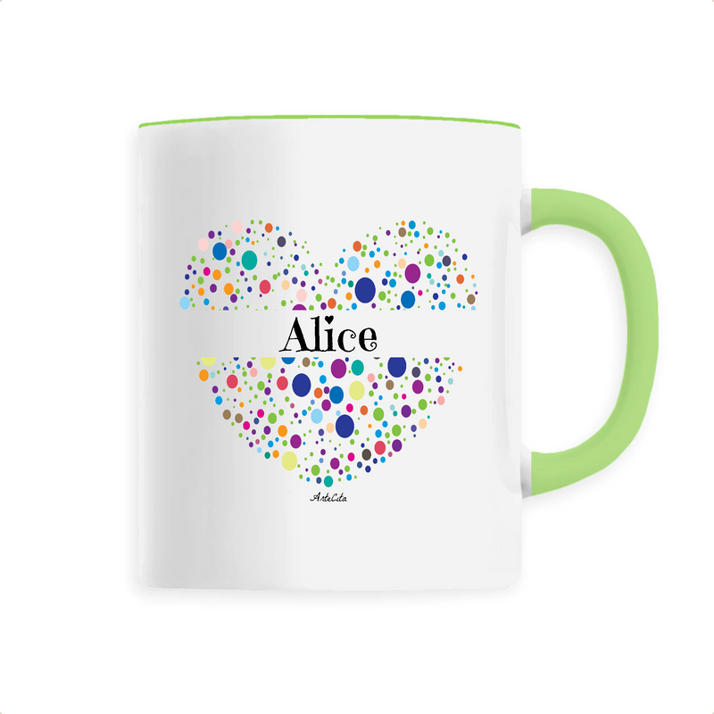 Cadeau anniversaire : Mug - Alice (Coeur) - 6 Coloris - Cadeau Unique & Tendre Cette tasse personnalisée - Cadeau Personnalisable - Cadeaux-Positifs.com -Unique-Vert-