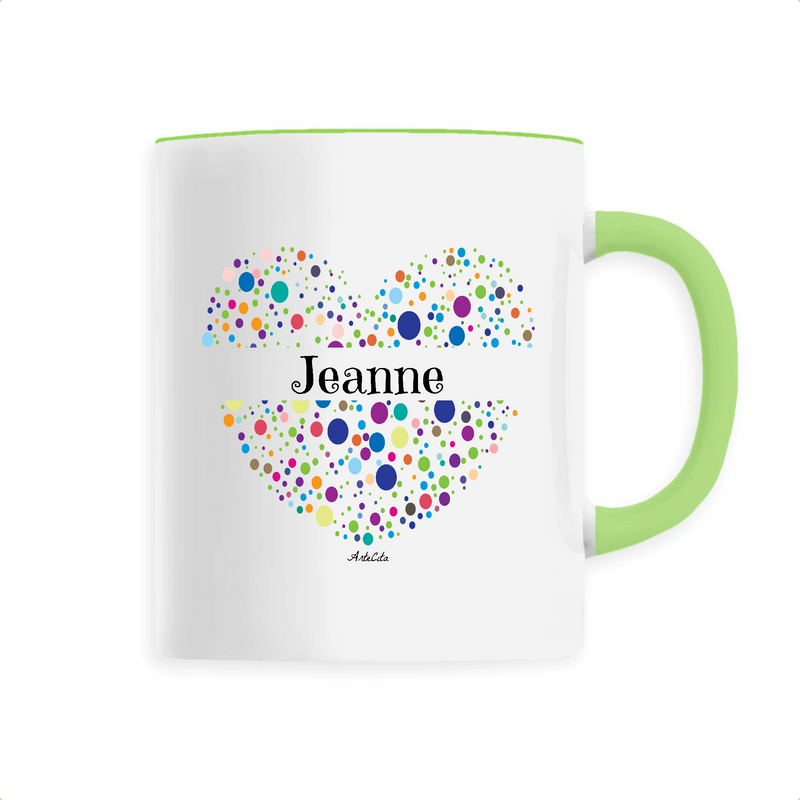 Cadeau anniversaire : Mug - Jeanne (Coeur) - 6 Coloris - Cadeau Unique & Tendre - Cadeau Personnalisable - Cadeaux-Positifs.com -Unique-Vert-