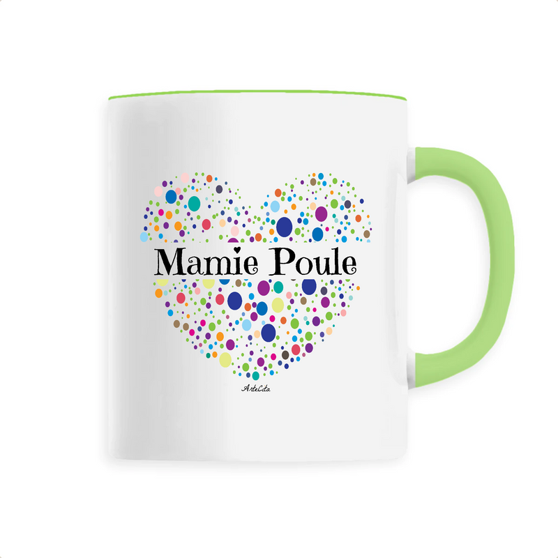 Cadeau anniversaire : Mug - Mamie Poule (Coeur) - 6 Coloris - Cadeau Unique & Tendre - Cadeau Personnalisable - Cadeaux-Positifs.com -Unique-Vert-