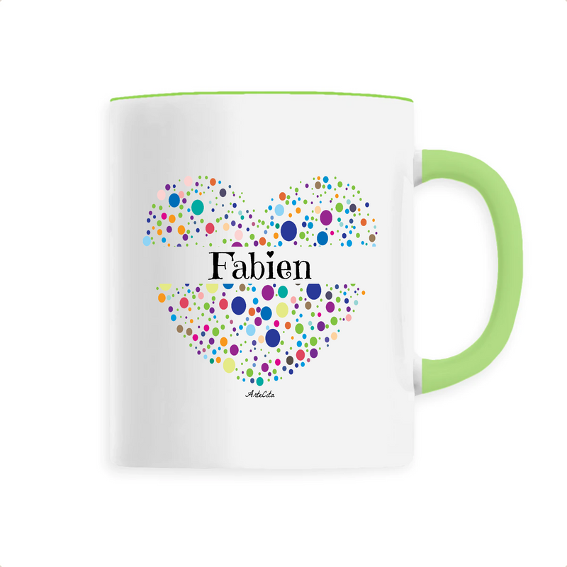 Cadeau anniversaire : Mug - Fabien (Coeur) - 6 Coloris - Cadeau Unique & Tendre - Cadeau Personnalisable - Cadeaux-Positifs.com -Unique-Vert-