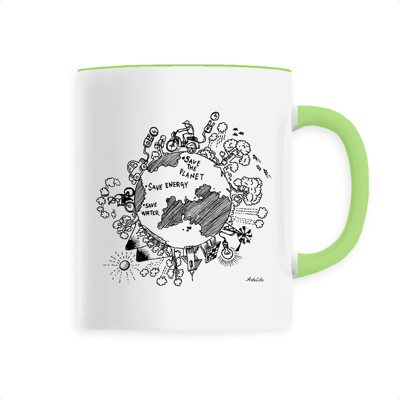 Cadeau anniversaire : Mug - Save the Planet - 6 Coloris - Cadeau Engagé - Cadeau Personnalisable - Cadeaux-Positifs.com -Unique-Vert-