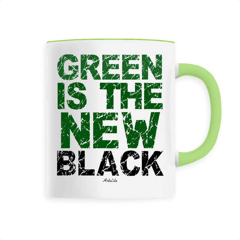 Cadeau anniversaire : Mug - Green Is The New Black - 6 Coloris - Cadeau Engagé Ecolo - Cadeau Personnalisable - Cadeaux-Positifs.com -Unique-Vert-