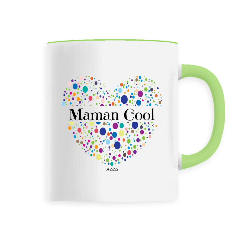 Cadeau anniversaire : Mug - Maman Cool (Coeur) - 6 Coloris - Cadeau Unique & Tendre - Cadeau Personnalisable - Cadeaux-Positifs.com -Unique-Vert-
