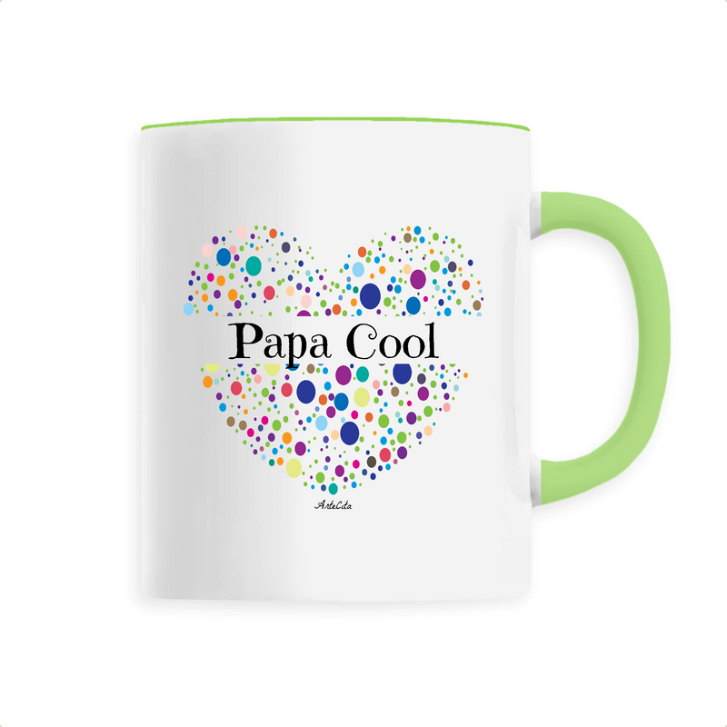Cadeau anniversaire : Mug - Papa Cool (Coeur) - 6 Coloris - Cadeau Unique & Tendre - Cadeau Personnalisable - Cadeaux-Positifs.com -Unique-Vert-