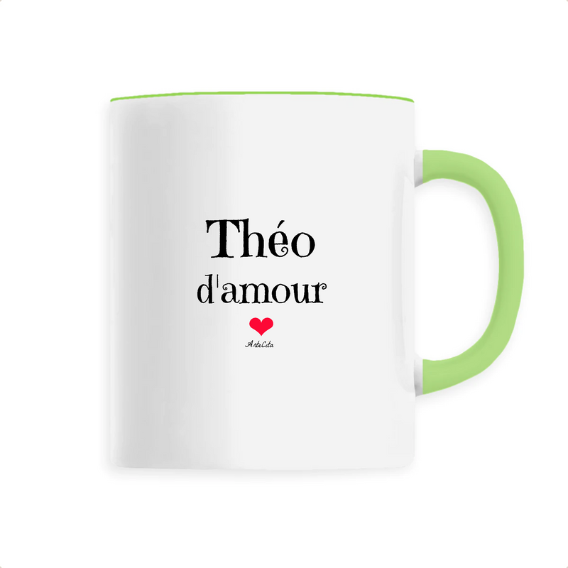 Cadeau anniversaire : Mug - Théo d'amour - 6 Coloris - Cadeau Original & Tendre - Cadeau Personnalisable - Cadeaux-Positifs.com -Unique-Vert-