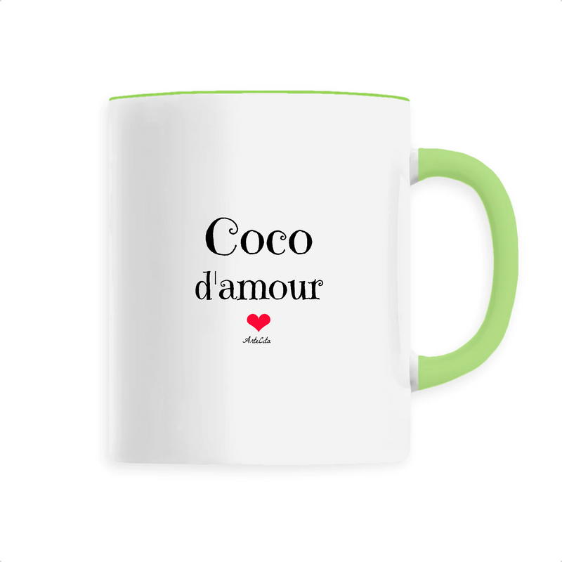 Cadeau anniversaire : Mug - Coco d'amour - 6 Coloris - Cadeau Original & Tendre - Cadeau Personnalisable - Cadeaux-Positifs.com -Unique-Vert-