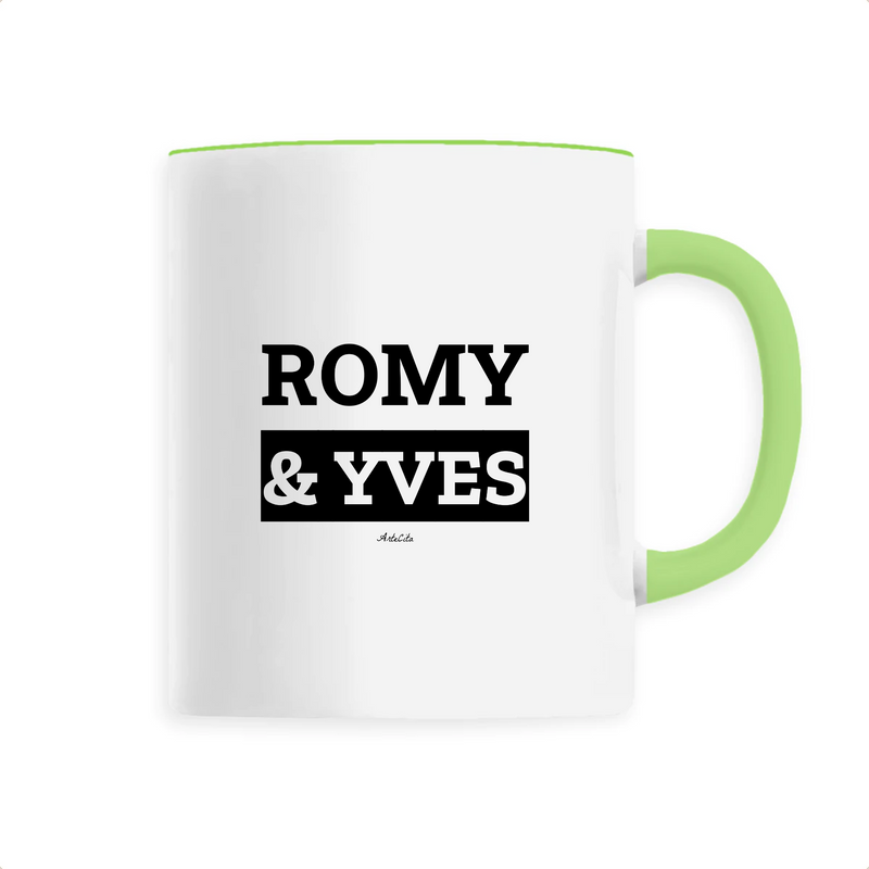Cadeau anniversaire : Mug - Romy & Yves - 6 Coloris - Cadeau Original & Mythique - Cadeau Personnalisable - Cadeaux-Positifs.com -Unique-Vert-