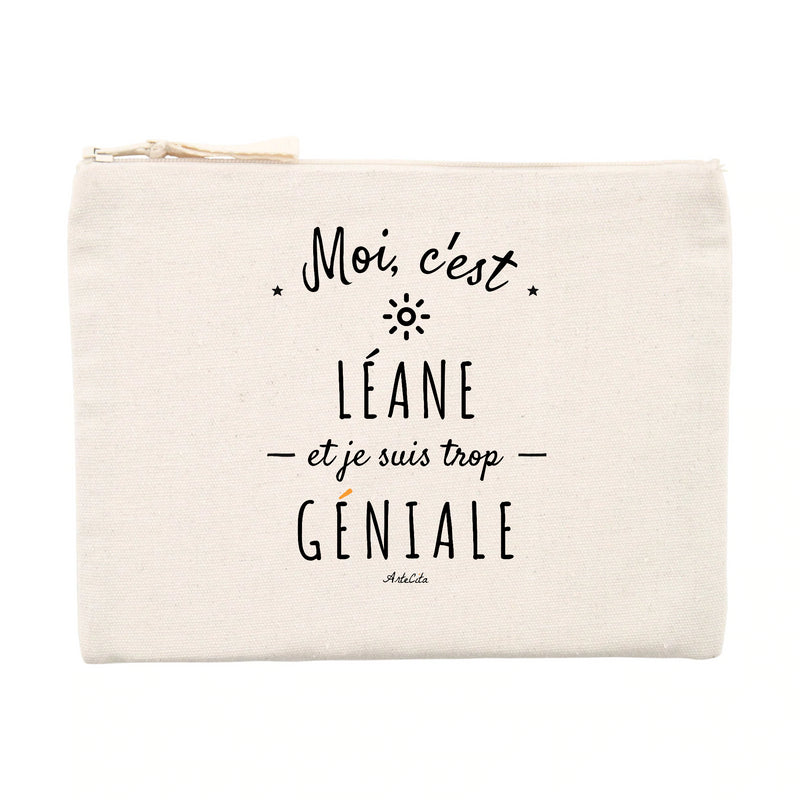 Cadeau anniversaire : Pochette - Léane est trop Géniale - Cadeau Durable & Original - Cadeau Personnalisable - Cadeaux-Positifs.com -Unique-Beige-